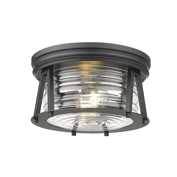 Z-Lite Cape Harbor 2 Light Flush Mount, Matte Black & Clear 491F2-MB - main